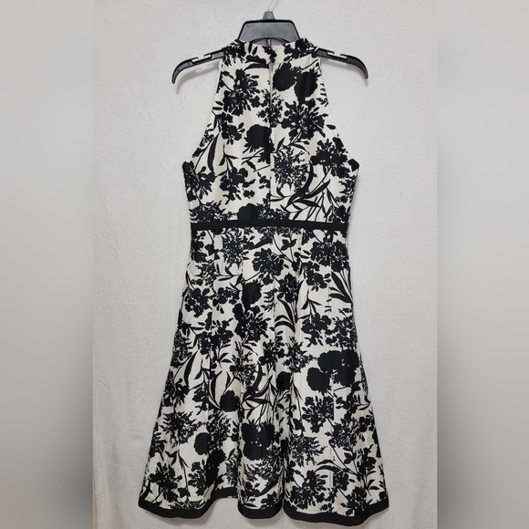 Women's Ann Taylor Floral Silk Halter Dress, Black/White, Size 12, NWT - Picture 3 of 10
